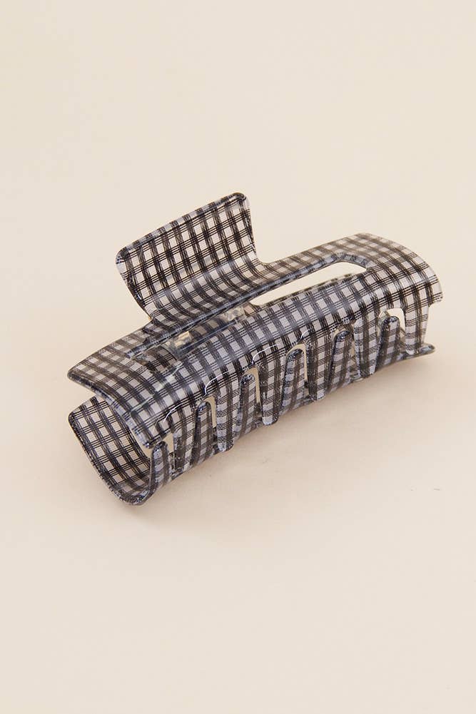 Gingham Hair Claw Clip: Purple