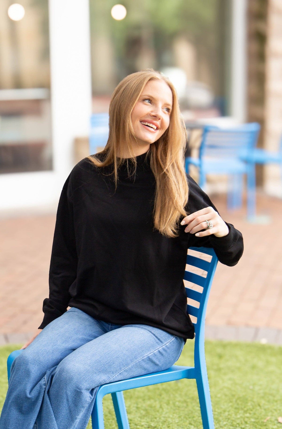 Mock Neck Sweatshirt, Black: Black / M