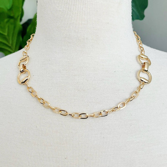 Double Equestrian Chain Necklace: Gold