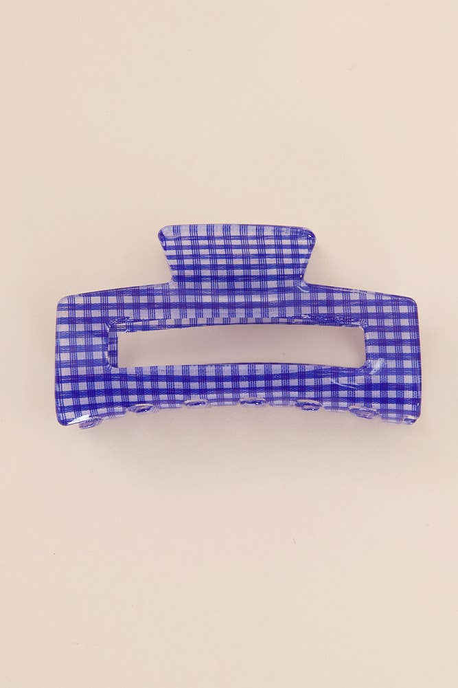Gingham Hair Claw Clip: Purple