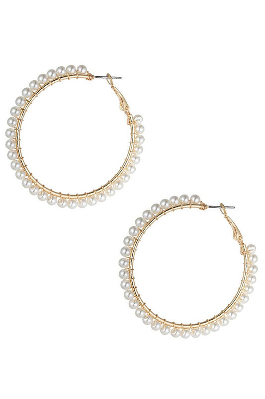 55MM PEARL WIRED HOOP EARRING, 26808 55: WHG