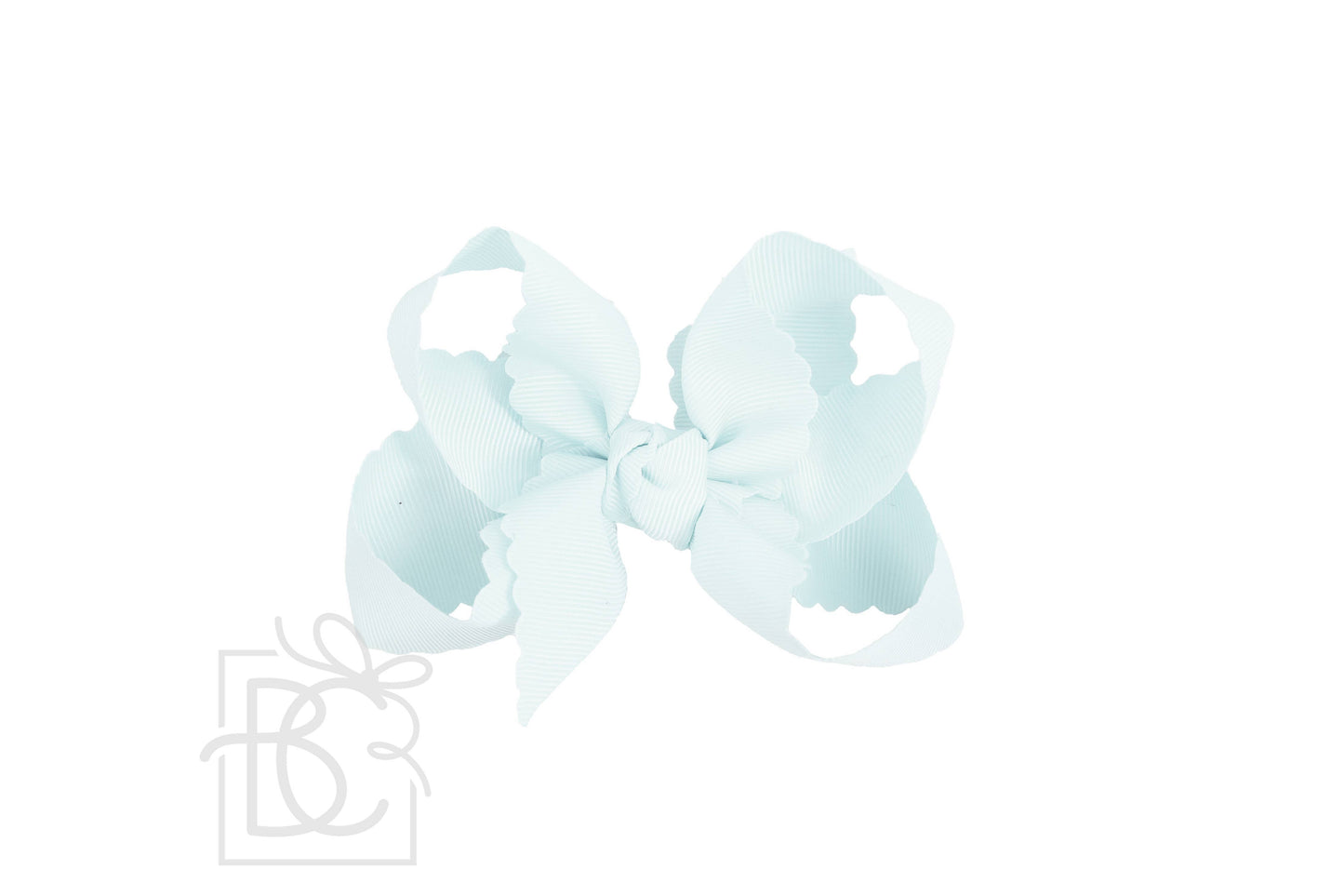 SCALLOPED EDGE BOW: White / 4.5" Large - 1.5" Ribbon on Alligator Clip