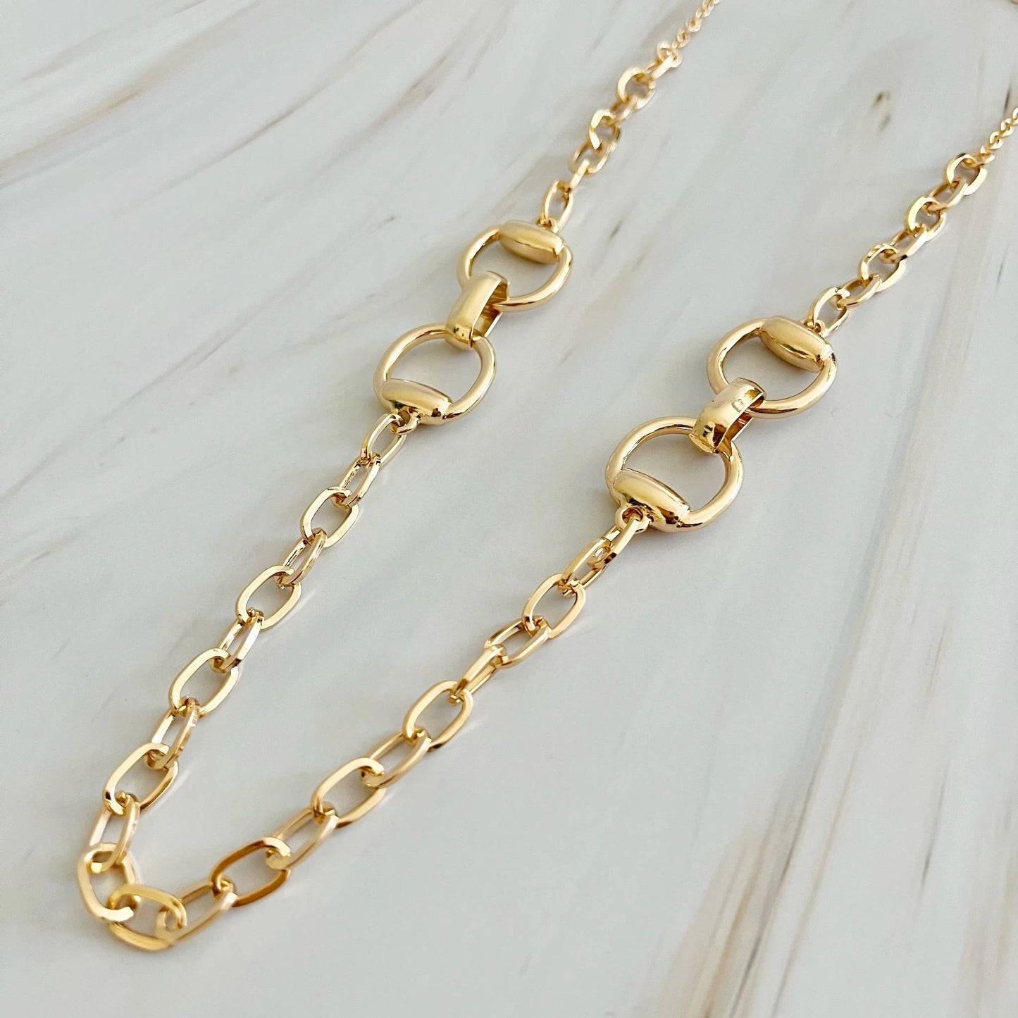 Double Equestrian Chain Necklace: Gold