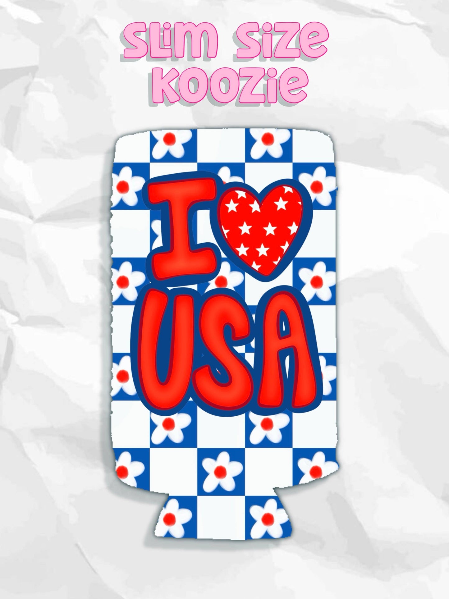 I heart USA patriotic koozies: Slims