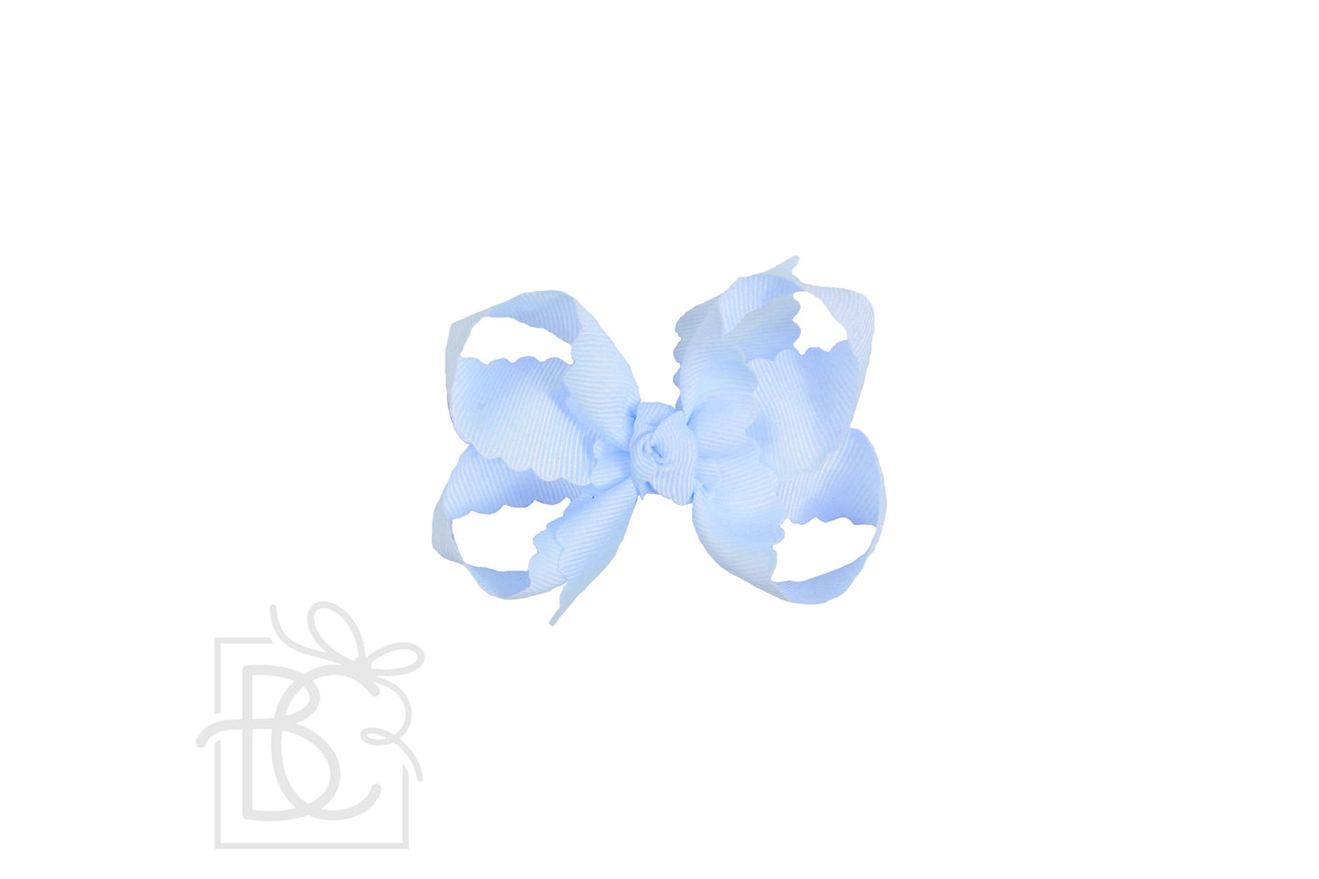 SCALLOPED EDGE BOW: White / 4.5" Large - 1.5" Ribbon on Alligator Clip