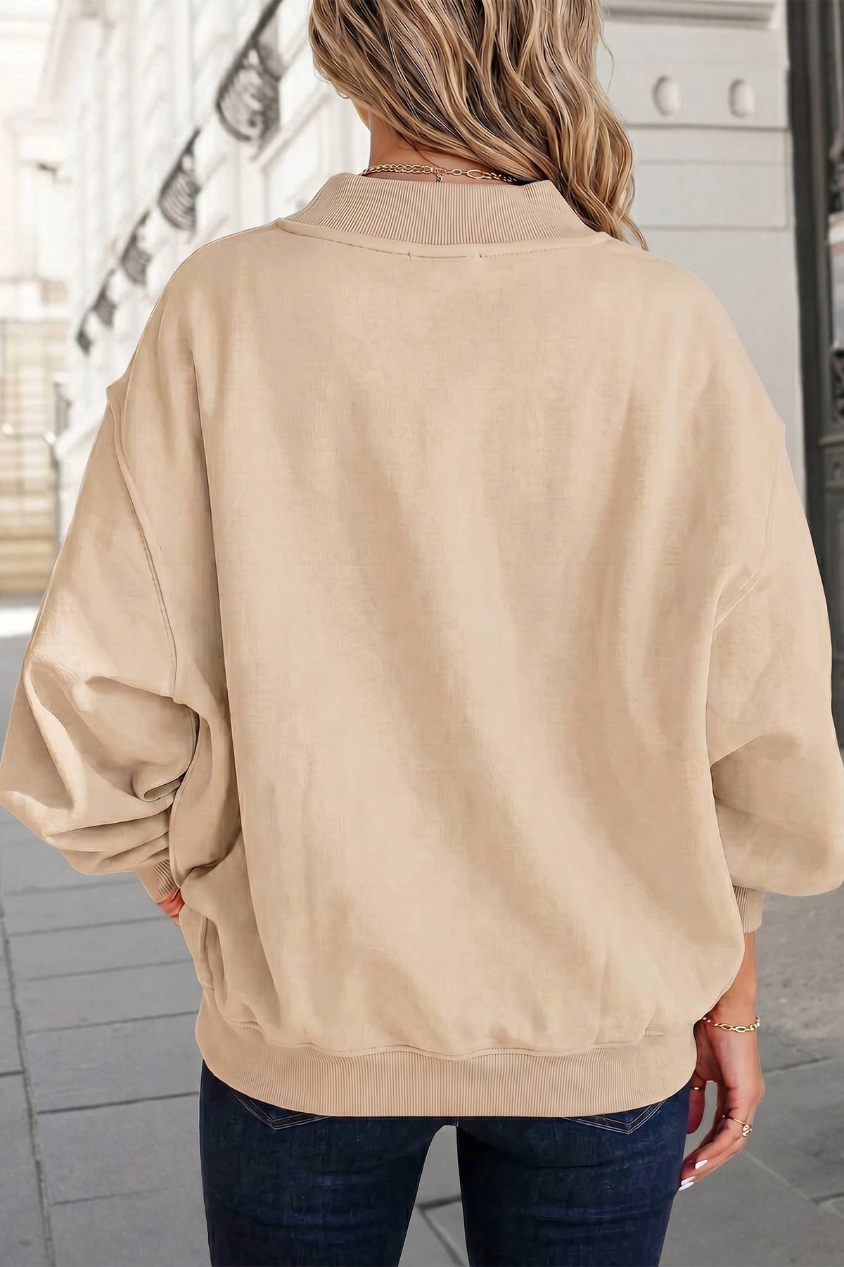 Reversible Oversized Mock Neck Sweatshirt | S-4X: Black / L