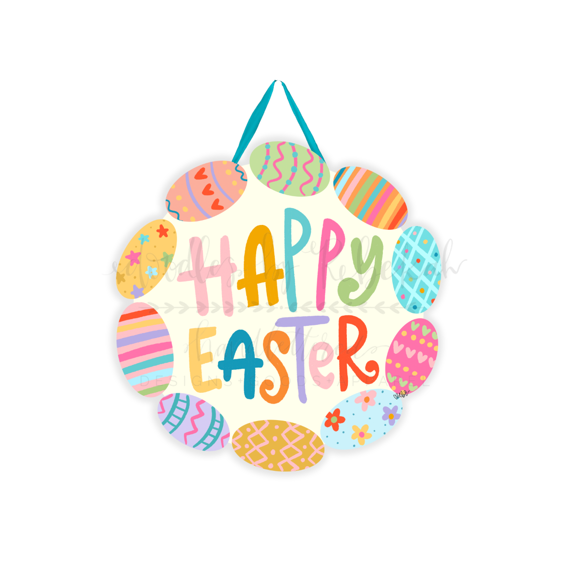 Happy Easter Egg Wreath Doorhanger