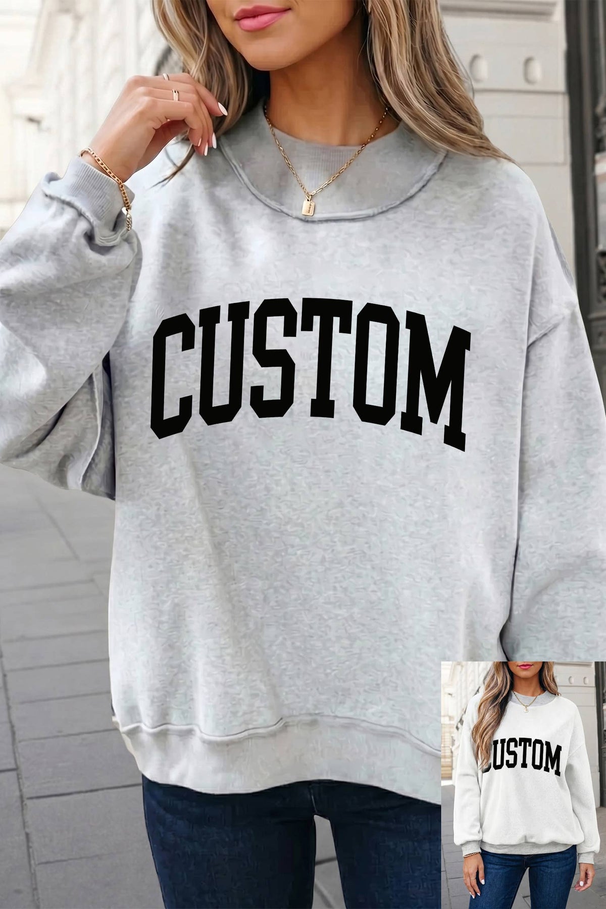 Reversible Oversized Mock Neck Sweatshirt | S-4X: Black / M