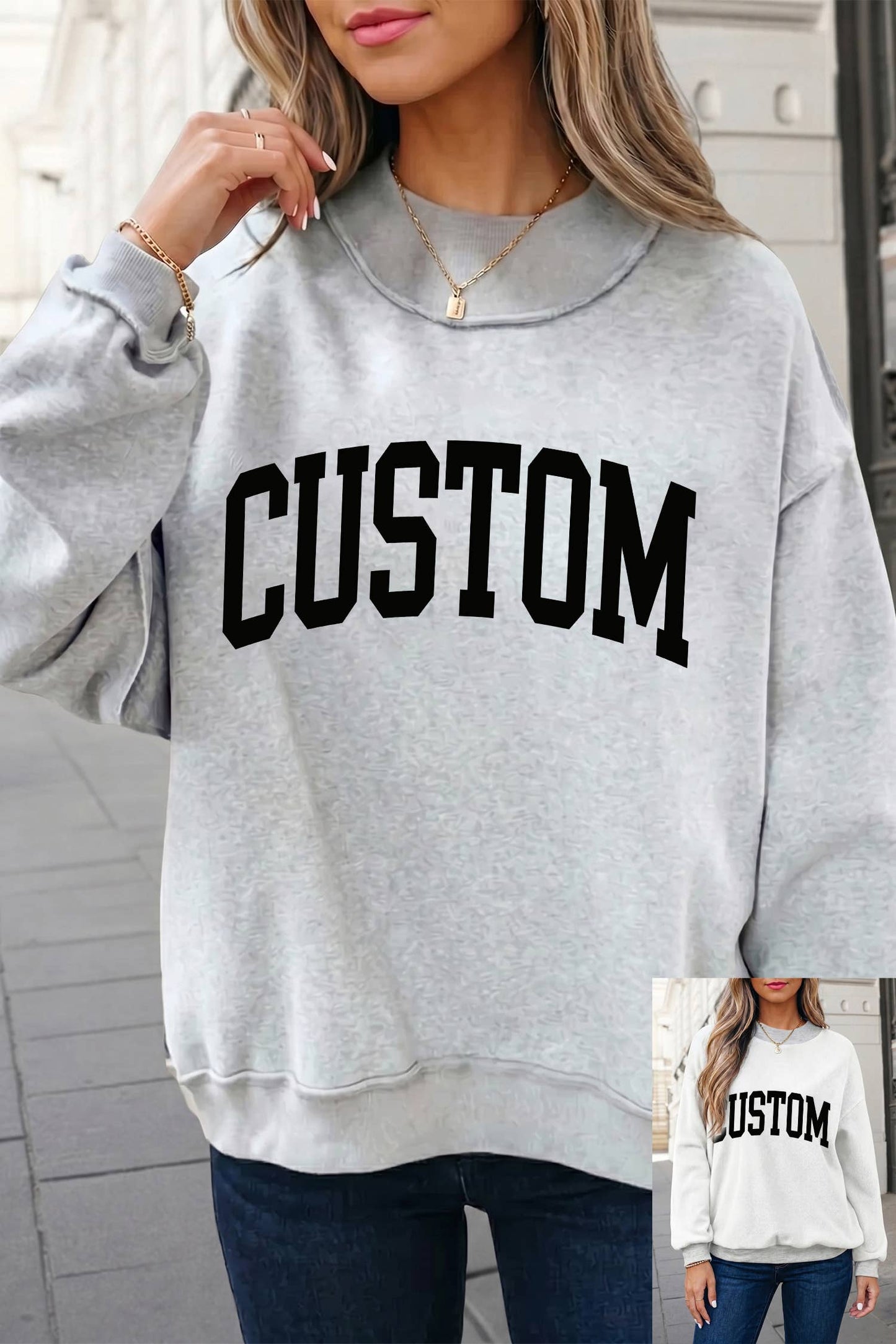 Reversible Oversized Mock Neck Sweatshirt | S-4X: Black / L