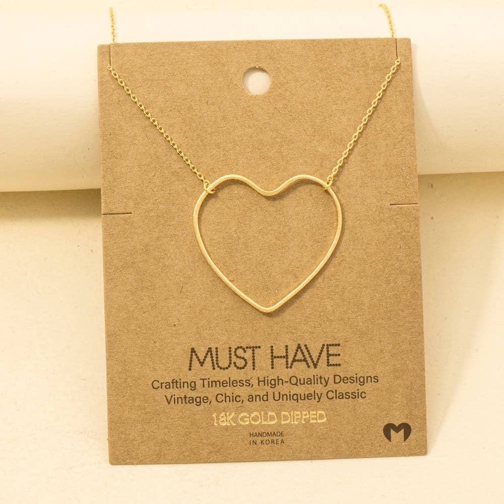 Gold Dipped Heart Cutout Pendant Necklace: G