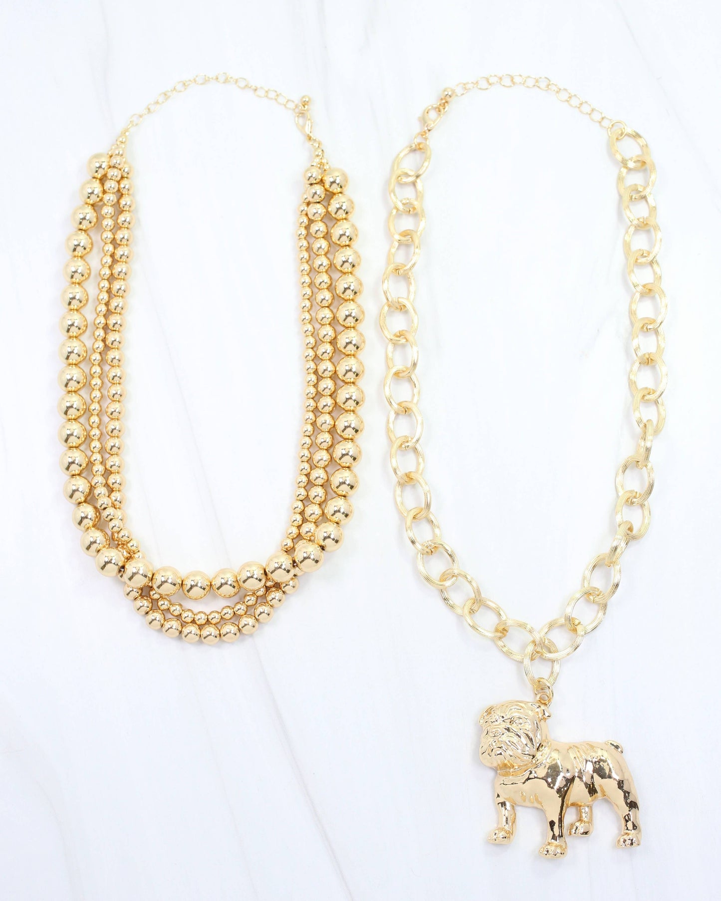 Bree Beaded Layered Necklace Standing Dog Gold: Default