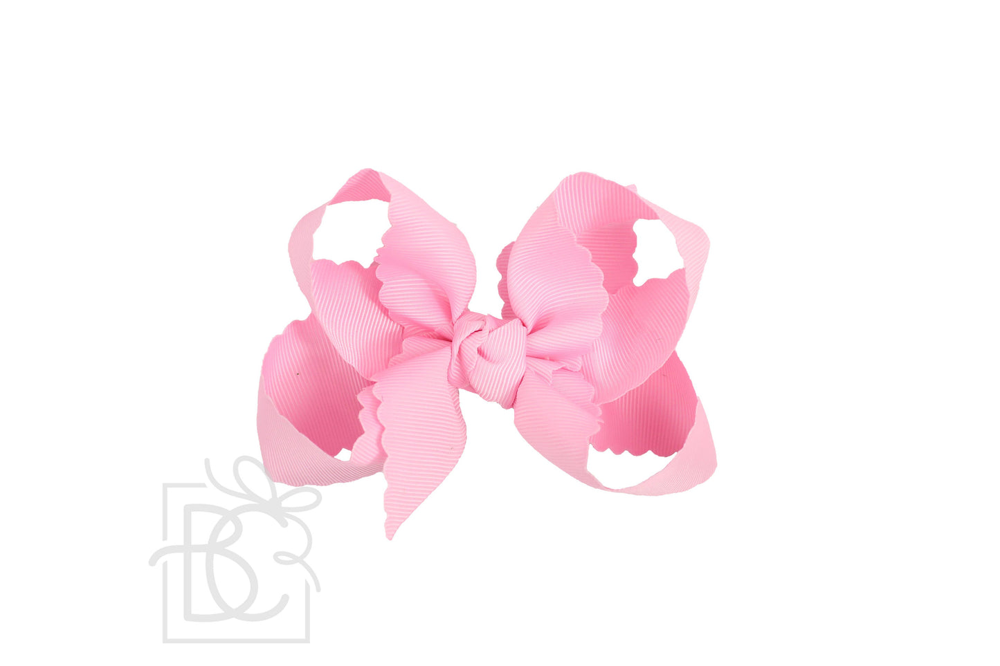 SCALLOPED EDGE BOW: Pink / 4.5" Large - 1.5" Ribbon on Alligator Clip