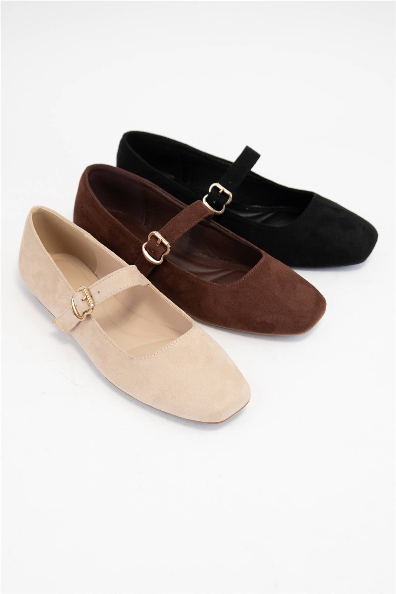 CHARLOTTE-10 BUCKLED STRAP SOFT SQUARE TOE MARY JANE FLATS: LEOPARD SUEDE / B12