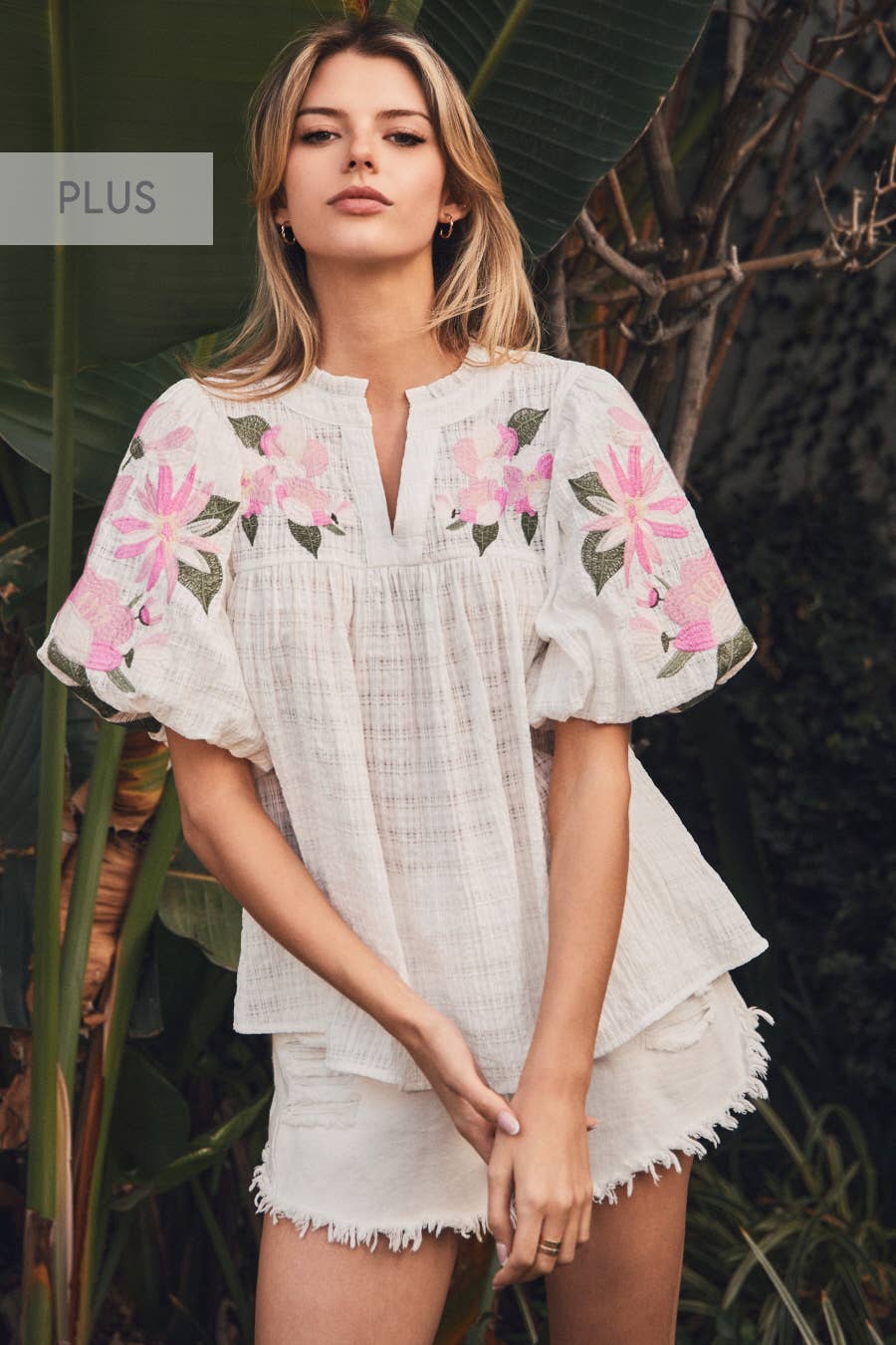 Plus Textured Top: Off-White / Plus Size / 3XL