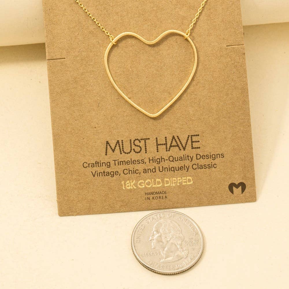 Gold Dipped Heart Cutout Pendant Necklace: G