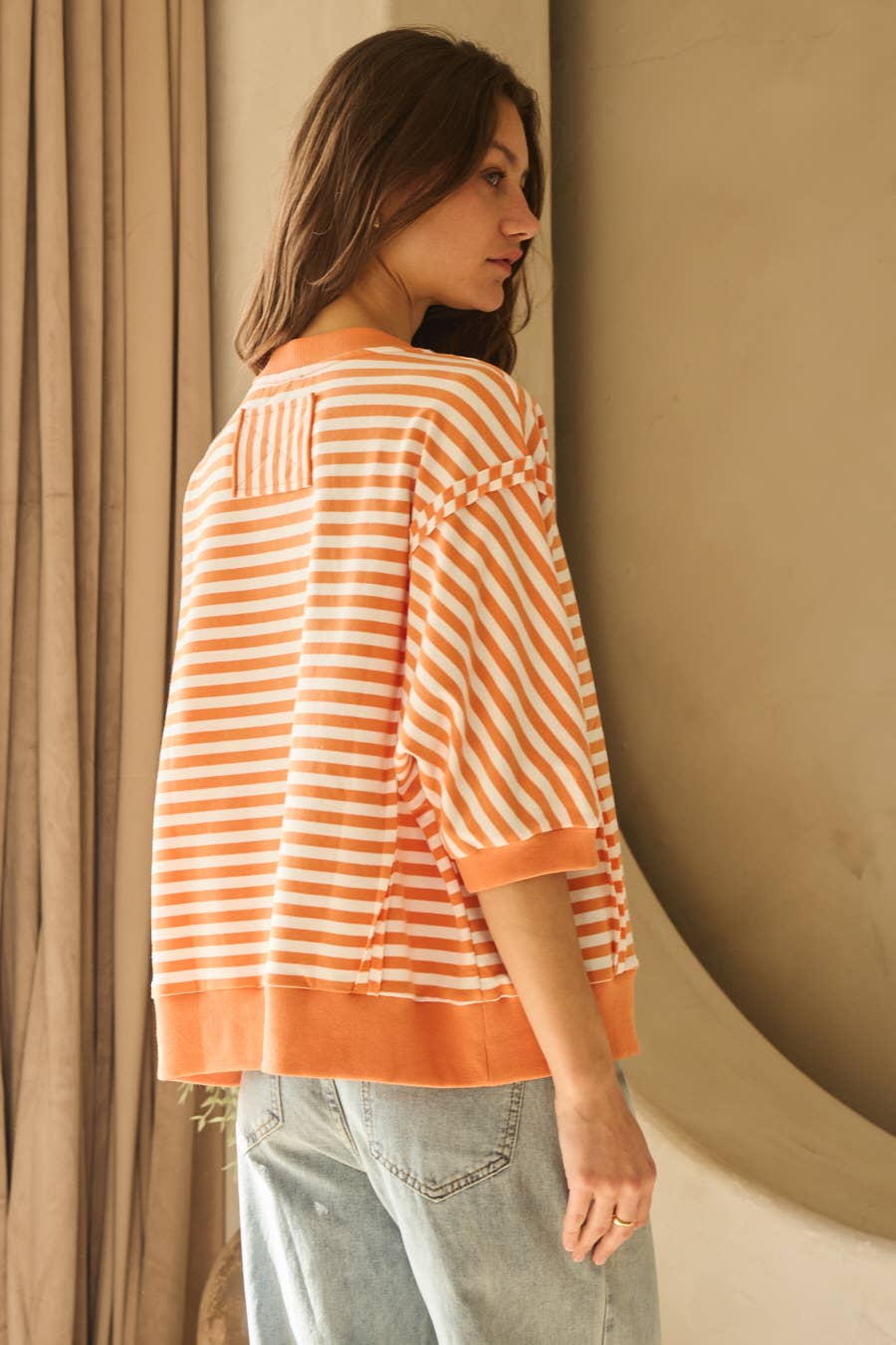 Striped Knit Top: Blue Multi / L