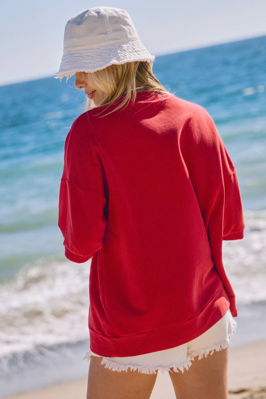 USA Logo Patch French Terry Top: Washed Red / L