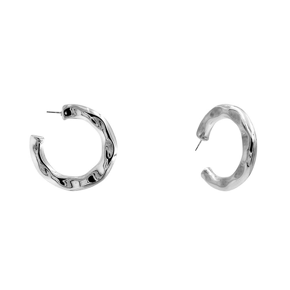 HAMMERED METAL OPEN CIRCLE EARRING, ME 91077: GD