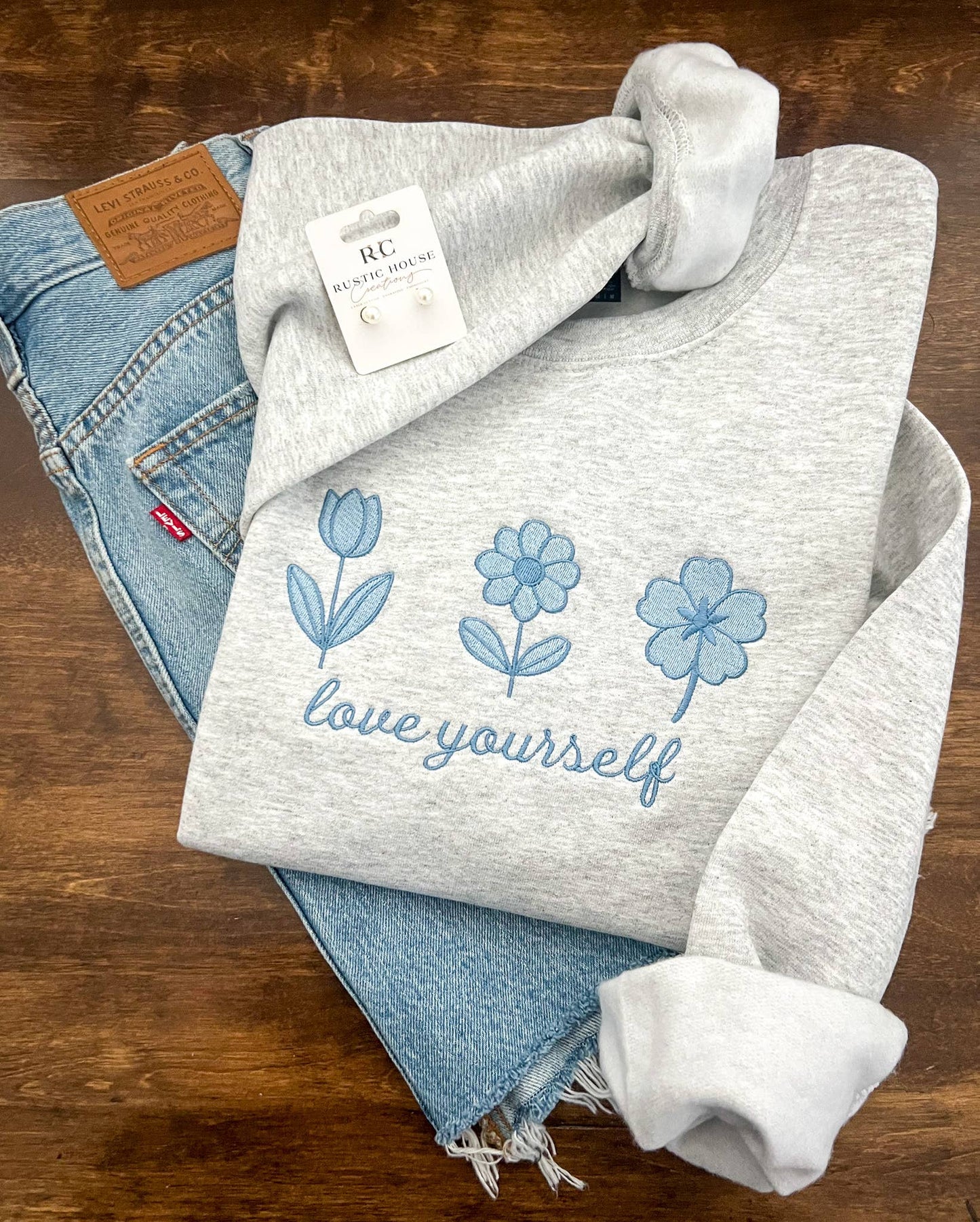 Love Yourself  Embroidered Sweatshirt: XL