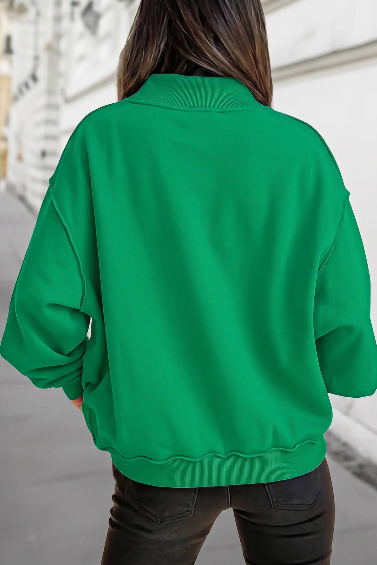 Reversible Oversized Mock Neck Sweatshirt | S-4X: Black / M
