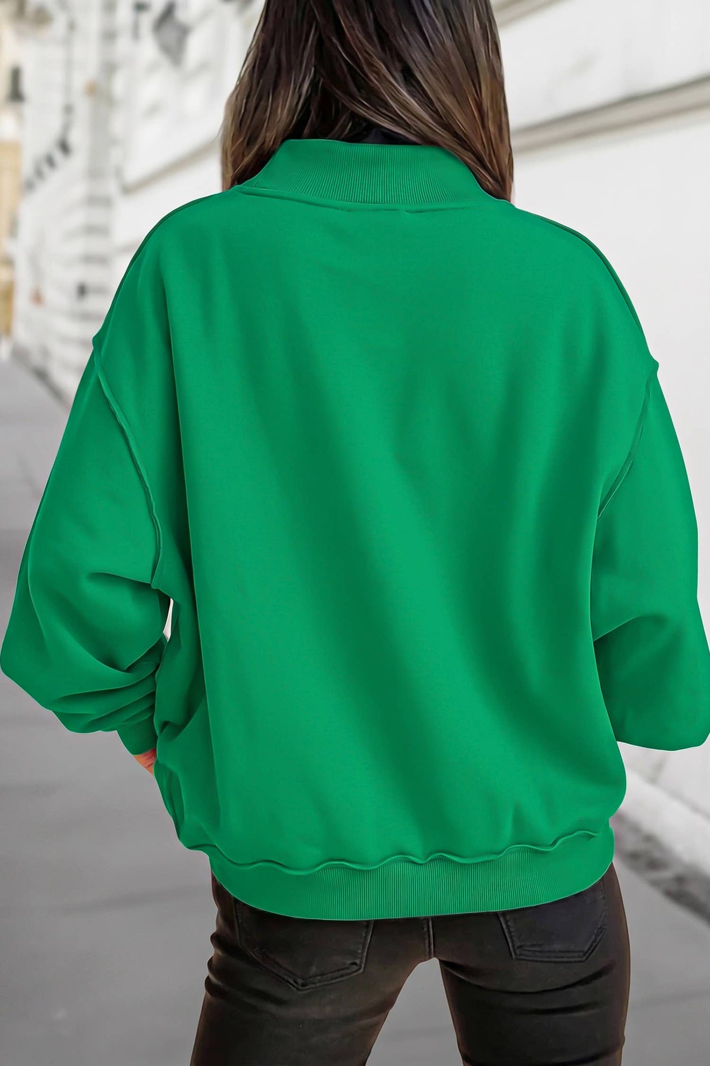 Reversible Oversized Mock Neck Sweatshirt | S-4X: Black / L