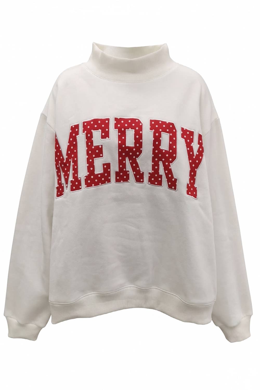 IT2594E-MERRY5 | 'MERRY' Polka-Dot Mock-Neck Sweatshirt: HUNTER GREEN / L/XL