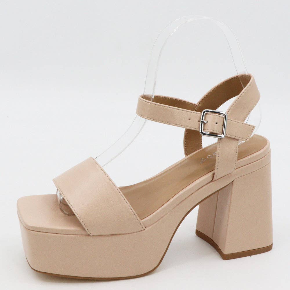 Bamboo Women Block Heel Platform Ankle Strap Sandals: NUDE SOFT PU / 12B-6(1)-6.5(1)-7(1)-7.5(1)-8(2)-8.5(2)-9(2)-10(2)