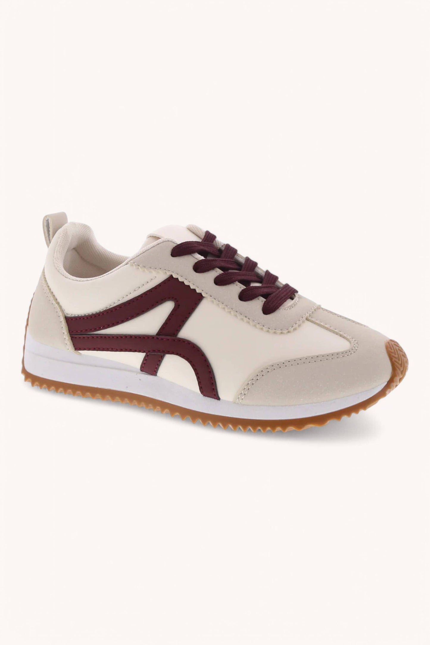 ANKI-1 SWOOSH LINE DESIGN GUM SOLE SNEAKERS: BLACK / B12