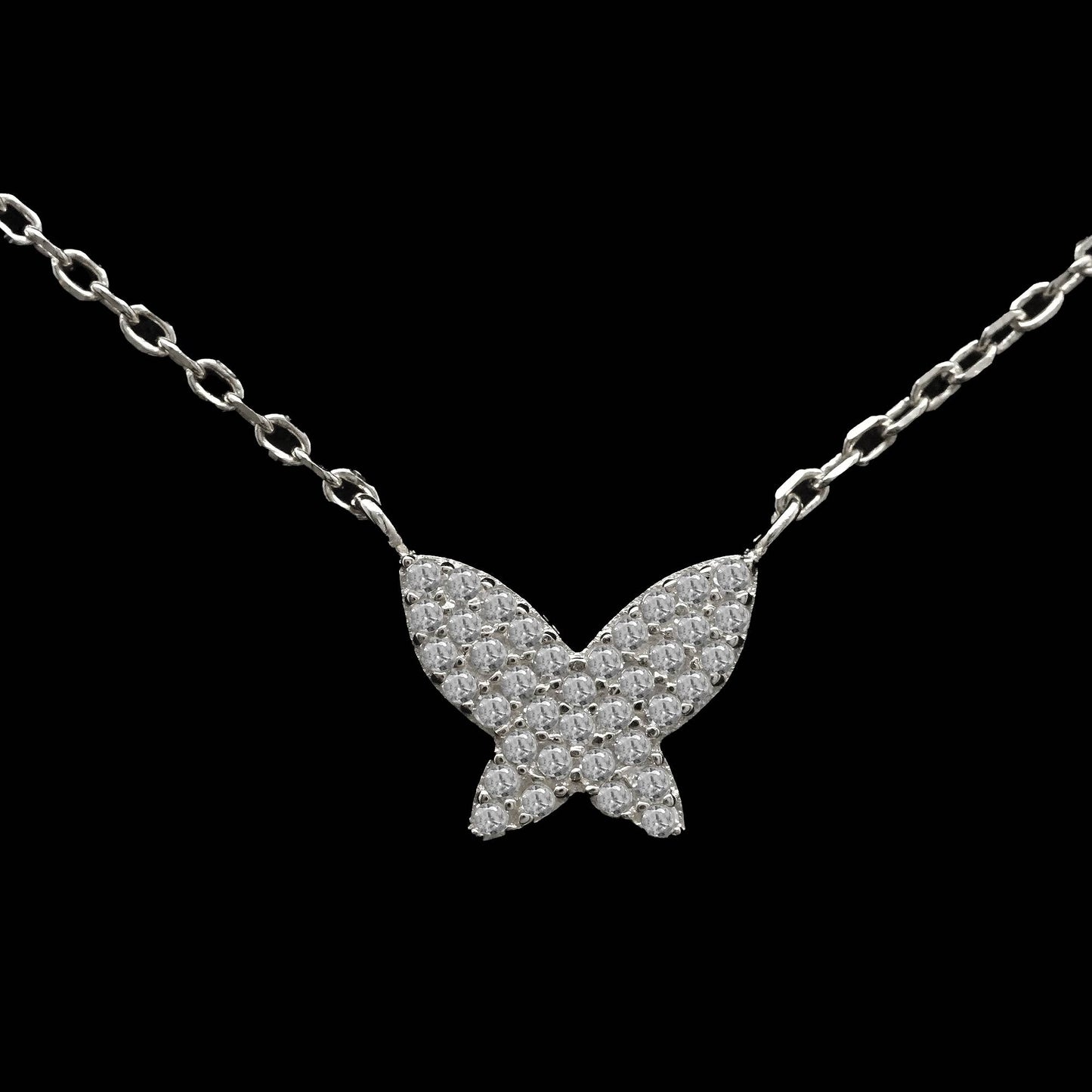 16"  pave butterfly  necklace: Gold