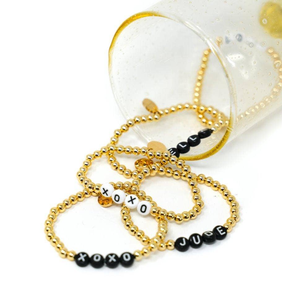 Customized Stretch Beaded Bracelets: Adult 7" White Beads
