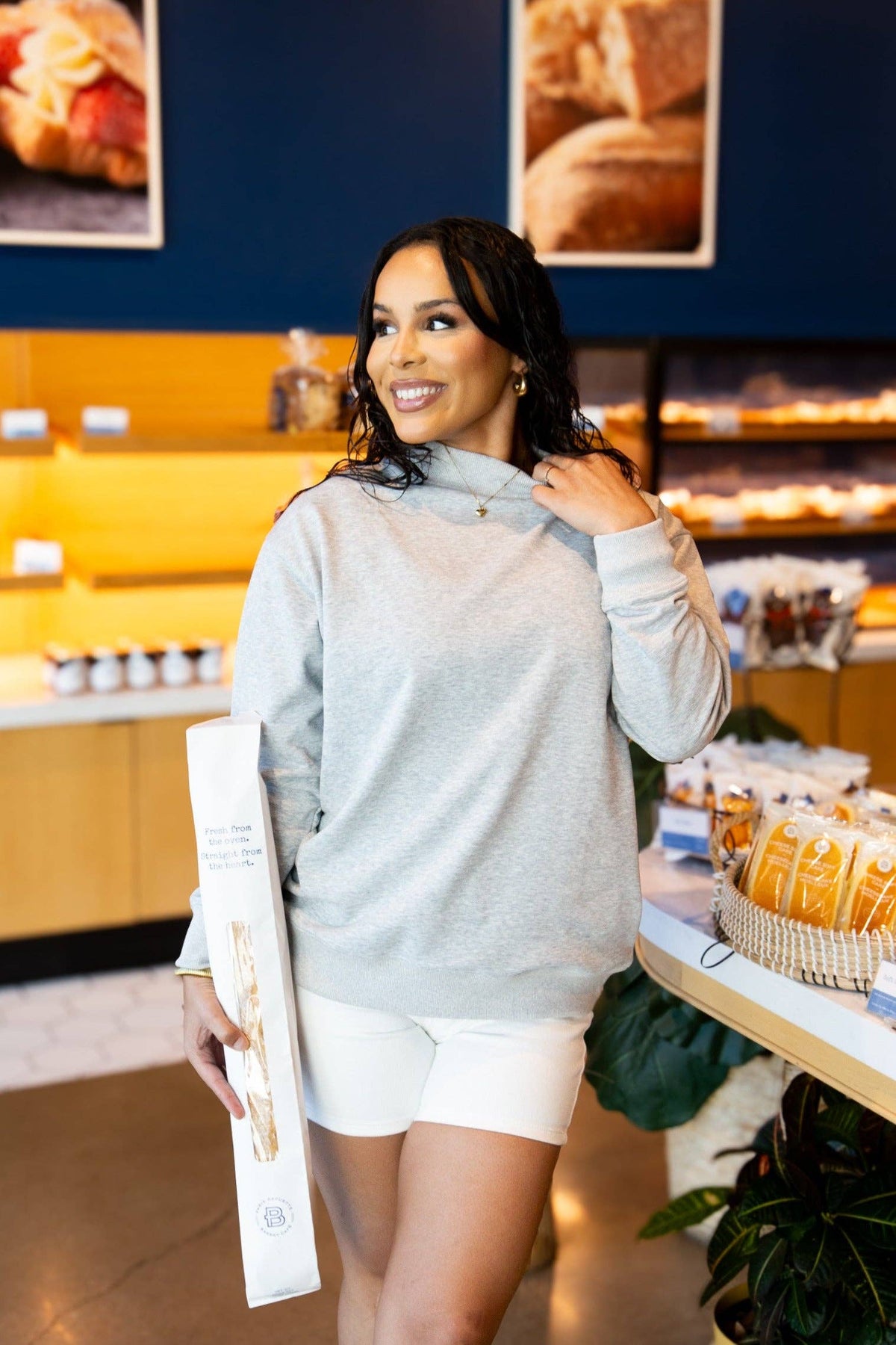 Mock Neck Sweatshirt, Grey: Grey / L