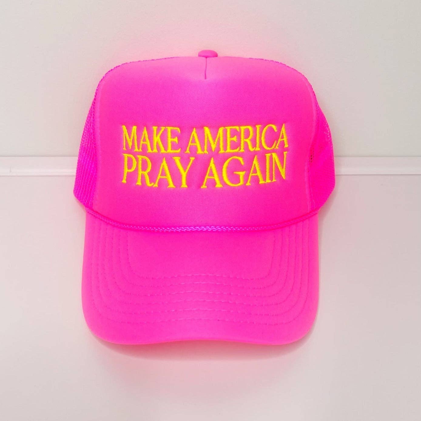 Make America Pray Again Trucker Hat: Bright Pink