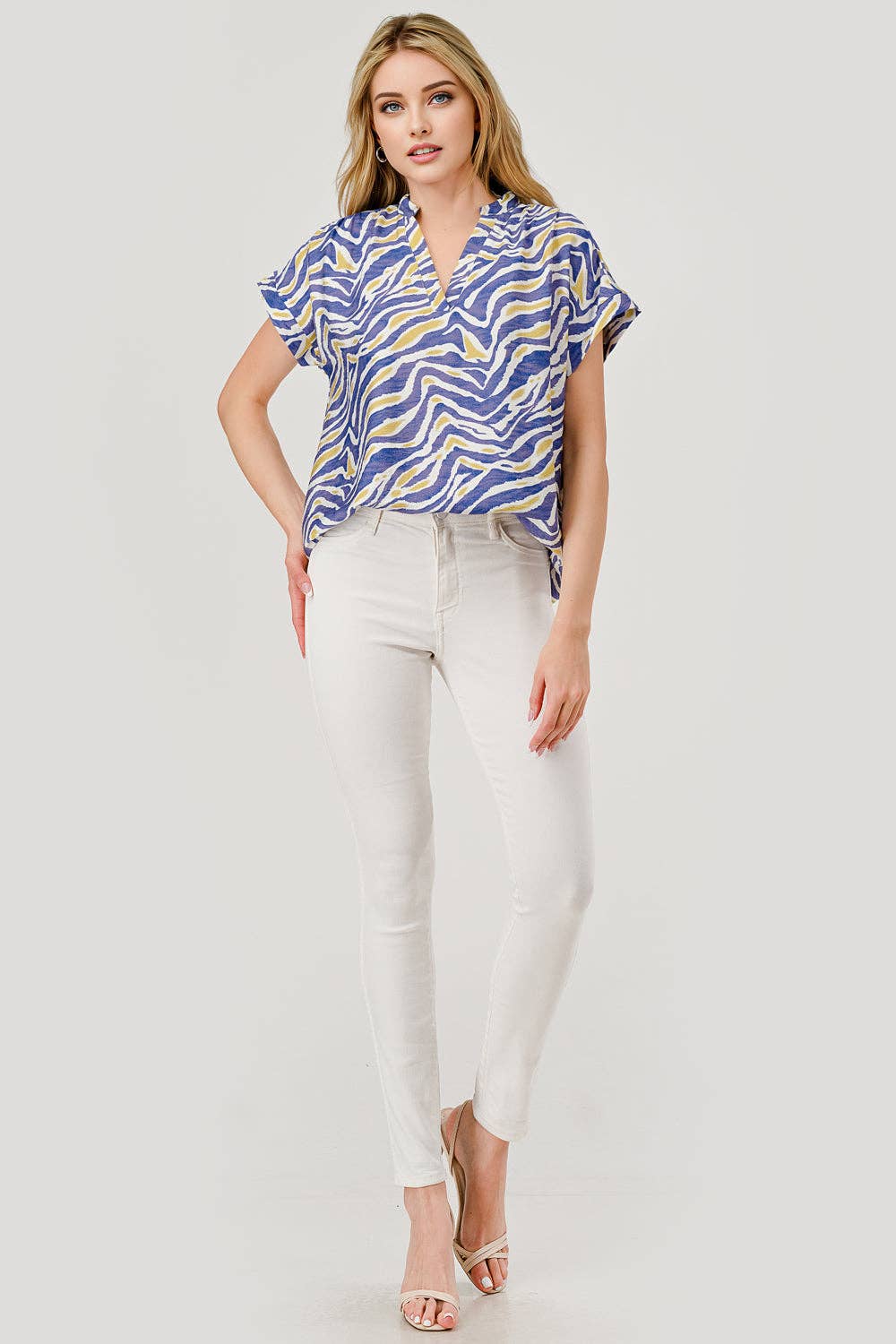 Mbt 9915 Tori Short Sleeve Game Day Top Purple Tiger Print