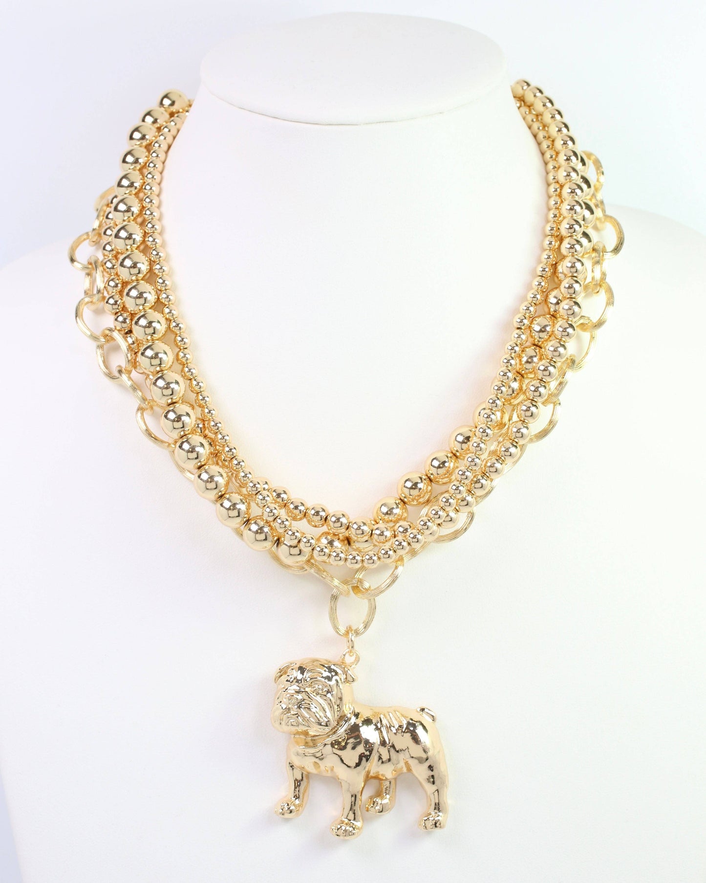 Bree Beaded Layered Necklace Standing Dog Gold: Default