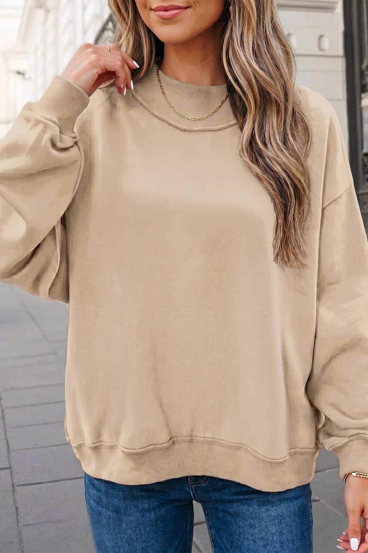 Reversible Oversized Mock Neck Sweatshirt | S-4X: Black / XL