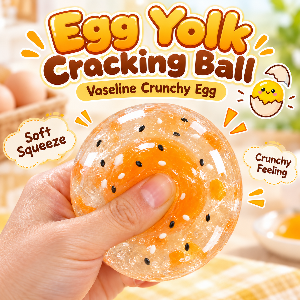 Egg Yolk Cracking Ball — Vaseline Crunchy Egg Squishy