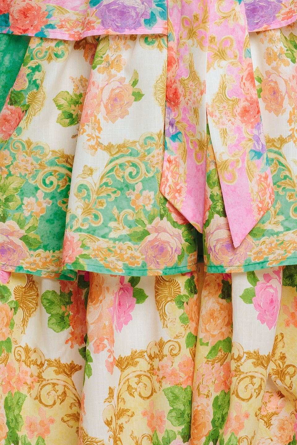 A printed woven midi dress - ID23280: YELLOW BLUE PINK / Contemporary / L