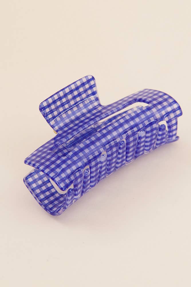 Gingham Hair Claw Clip: Purple