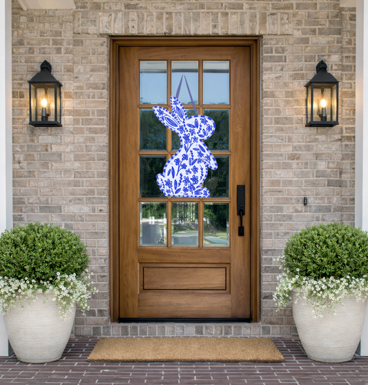 Chinoiserie Bunny Door Hanger- For Double Doors!: Single Door (Bunny Facing to the Right Only)