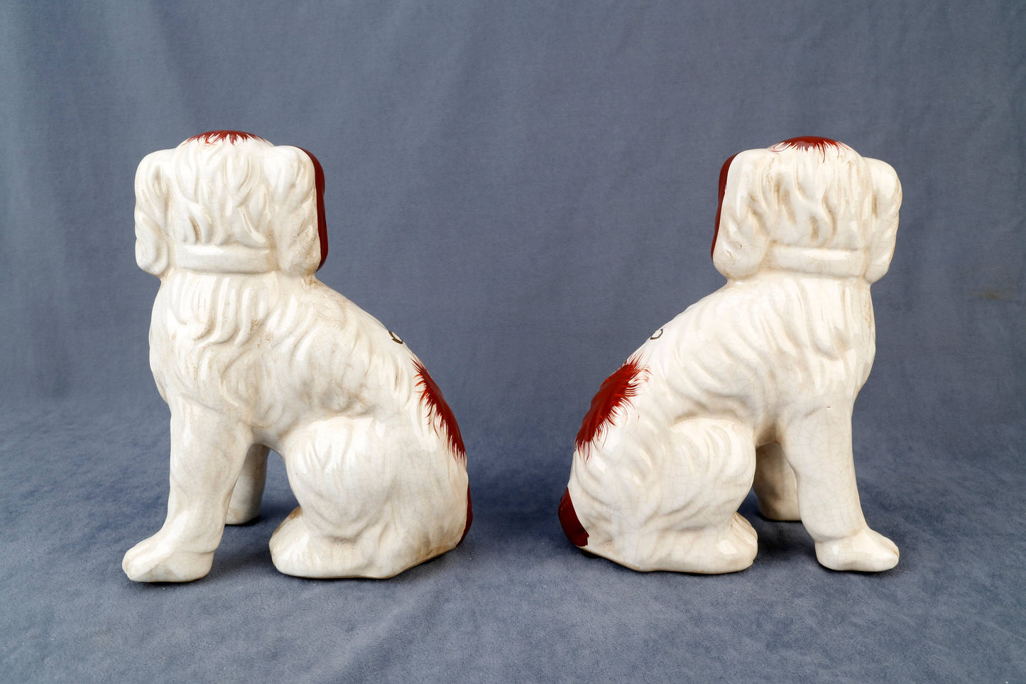 Staffordshire Dog Pair, Brown and White with Brown Finish