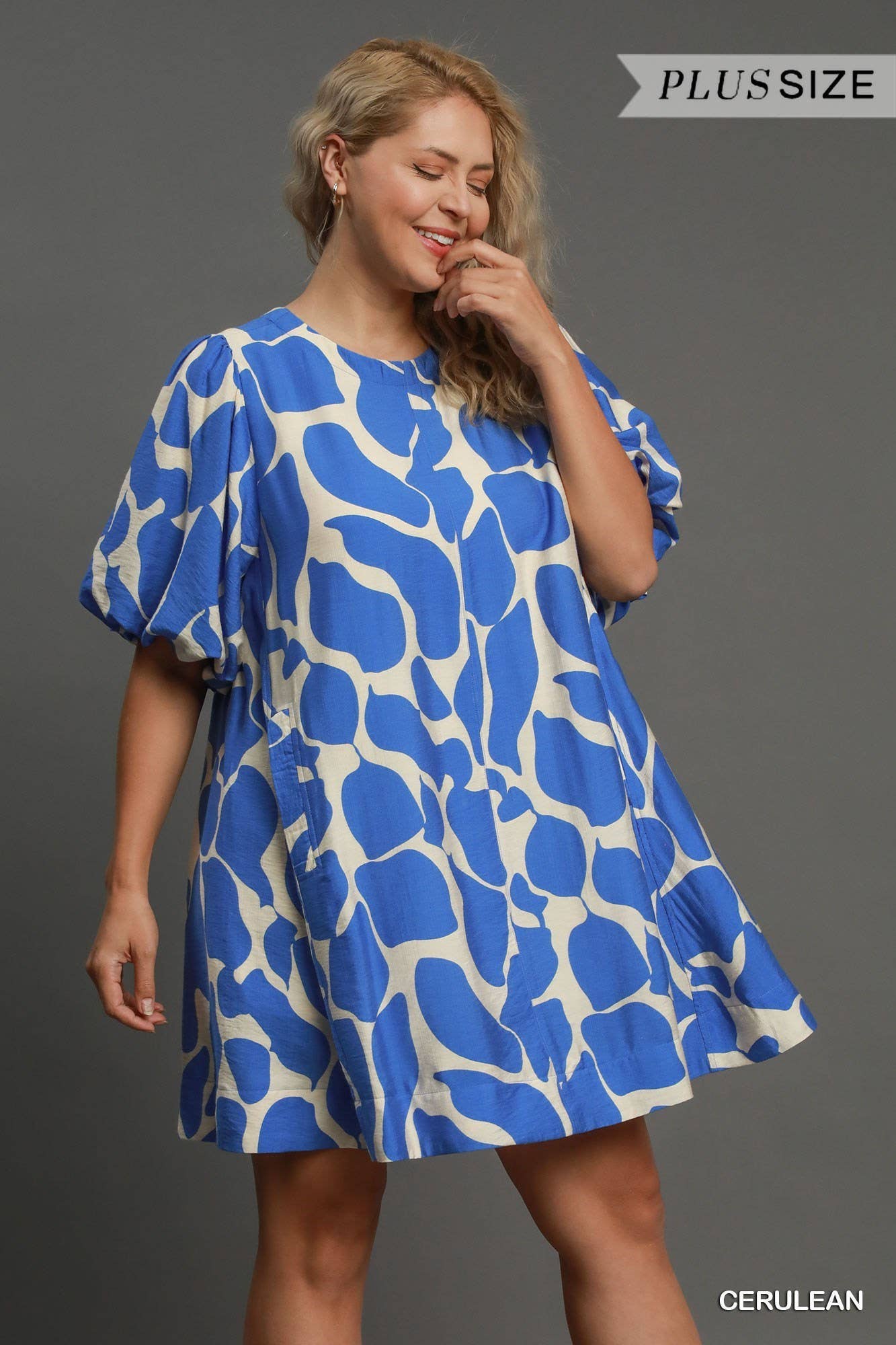 Plus Two Tone Abstract Print Dress: BLACK / 1-1-1 (XL-1XL-2XL)