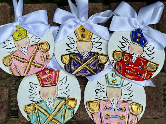 Nutcracker ornament textured hand painted : Red/blue