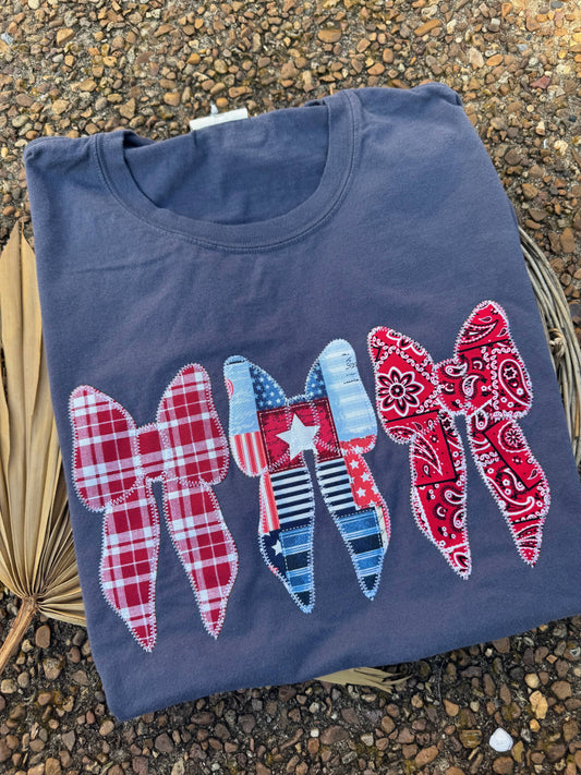 Patriotic Bow Coquette USA Short Sleeve: Medium