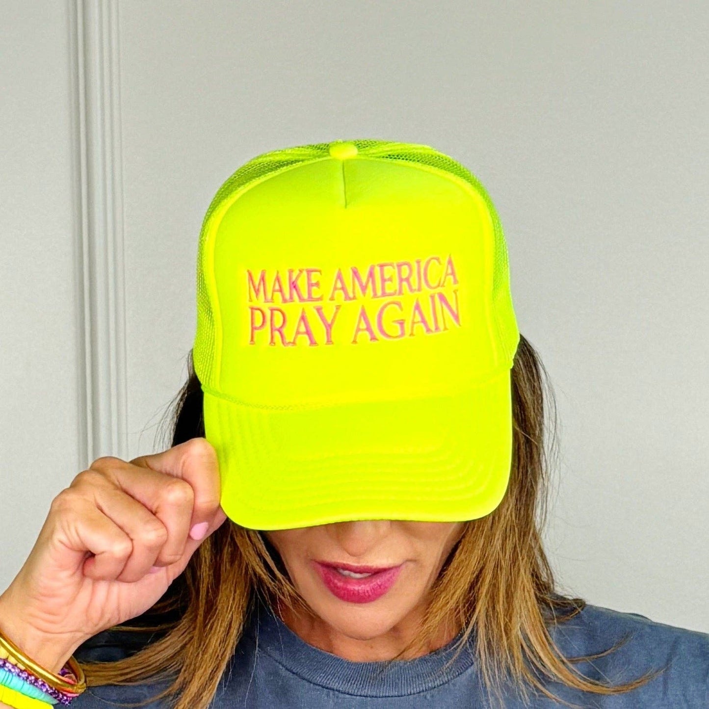 Make America Pray Again Trucker Hat: Bright Pink