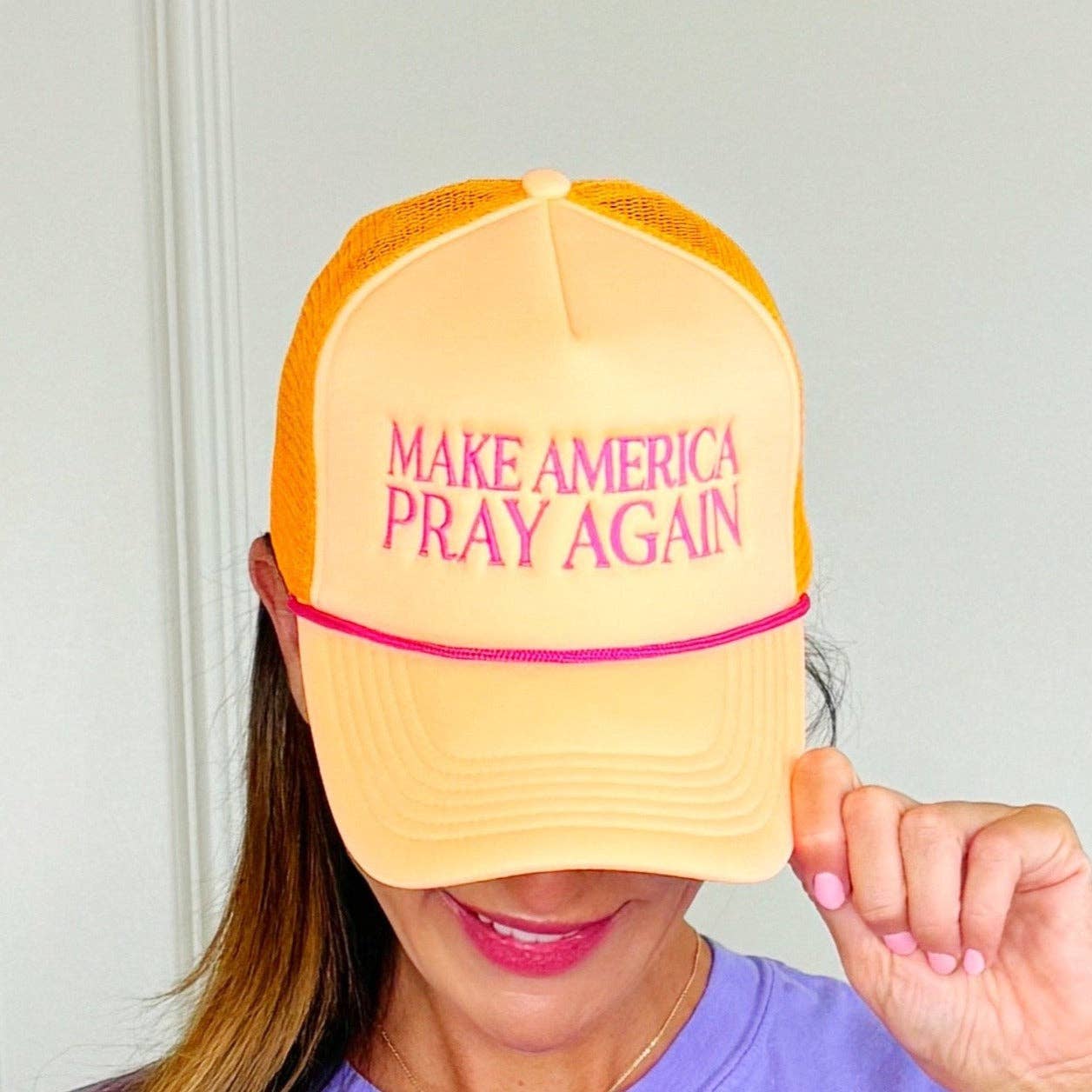 Make America Pray Again Trucker Hat: Bright Pink