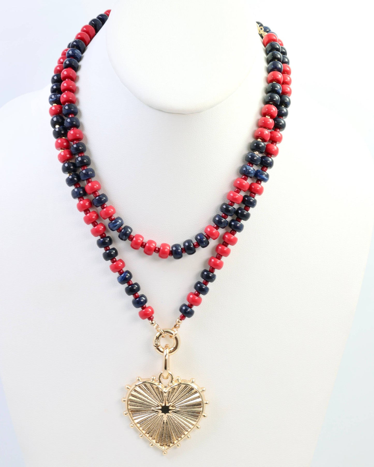 Ellison Stone Necklace Navy Red: Default