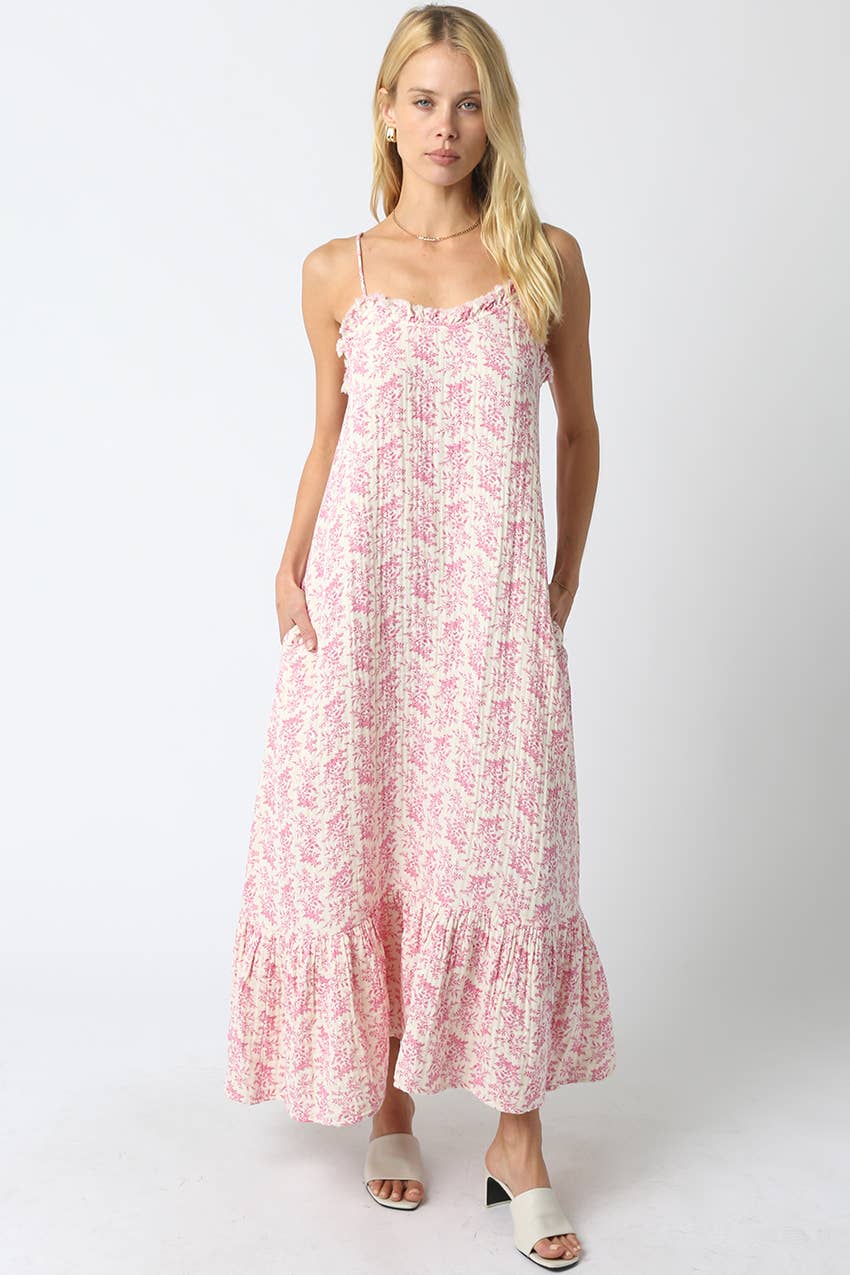 Katie Ruffle Maxi Dress: Blue / Contemporary / S