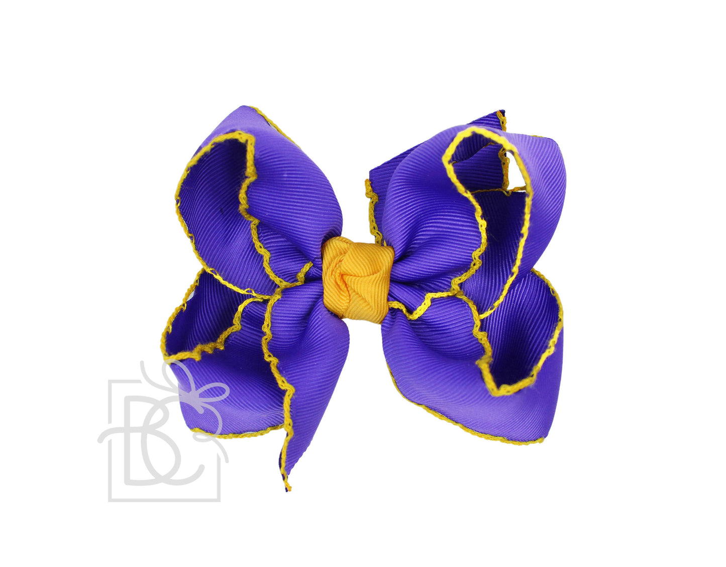 Crochet Edge Bows  (Purple & Yellow Gold): 4.5" Large