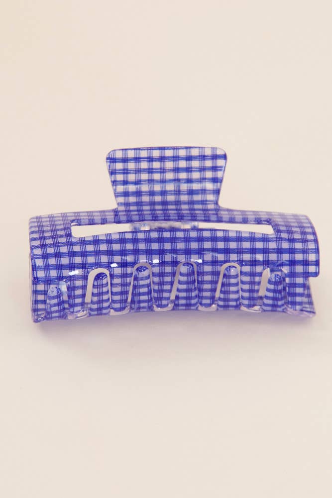 Gingham Hair Claw Clip: Purple