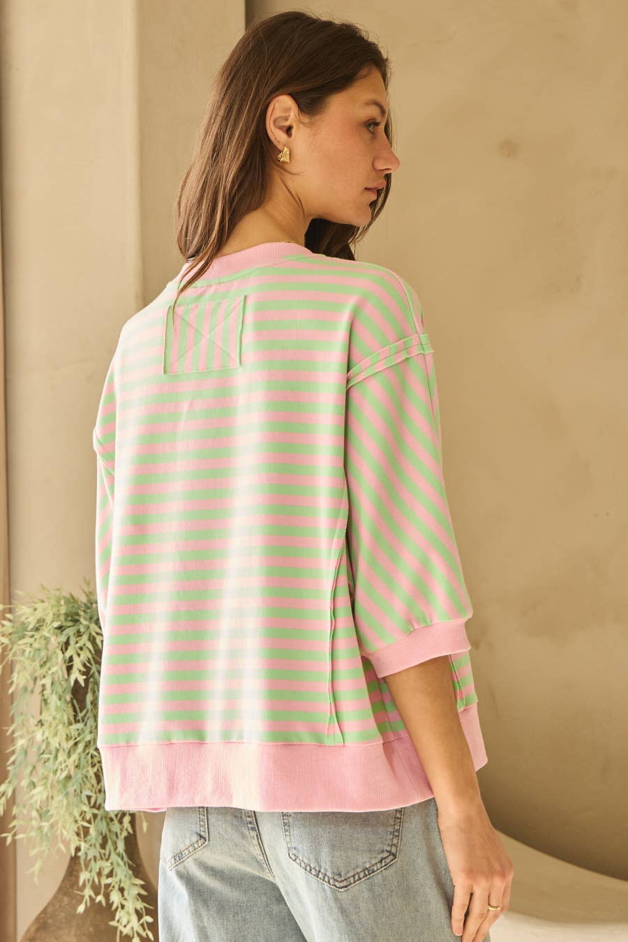 Striped Knit Top: Blue Multi / M